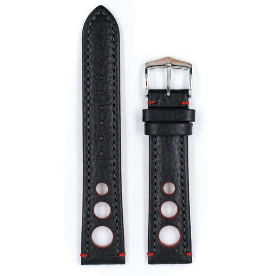 Řemínek Hirsch Rally černý 20 L - 120/80, Verze: černá2, Šířka řemínku: 20, Šířka u spony: 18, Délka řemínku: L - 120/80 , 2 image