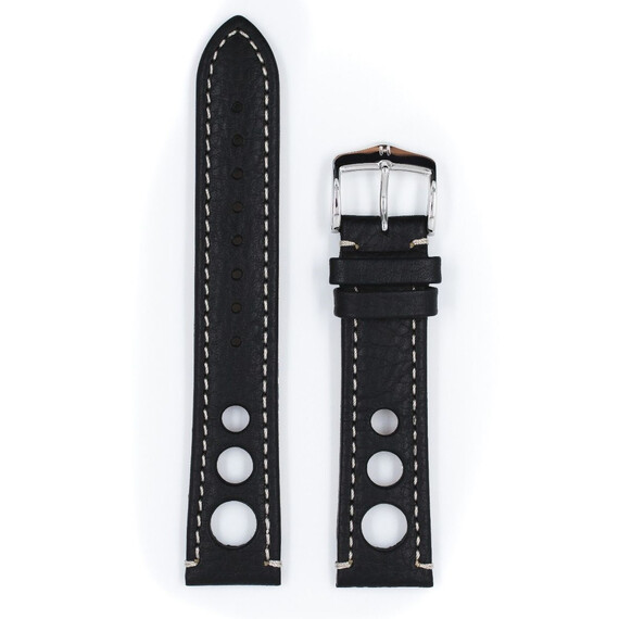 Řemínek Hirsch Rally černý 22 L - 120/80, Verze: černá, Šířka řemínku: 22, Šířka u spony: 20, Délka řemínku: L - 120/80 , 2 image