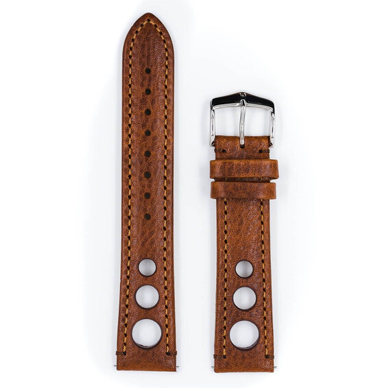 Řemínek Hirsch Rally zlatohnědý 20 L - 120/80, Verze: hnědá2, Šířka řemínku: 20, Šířka u spony: 18, Délka řemínku: L - 120/80 , 2 image