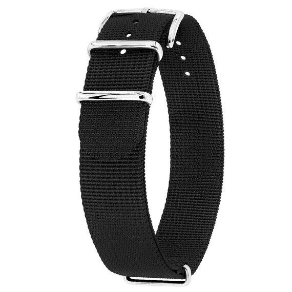 Řemínek Hirsch Rush Recycle černý 22 L - Nato 296, Verze: černá, Šířka řemínku: 22, Šířka u spony: 22, Délka řemínku: L - Nato 296 