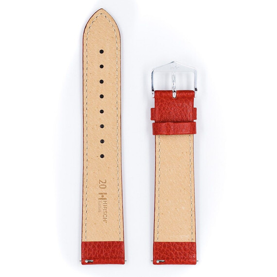 Řemínek Hirsch Kansas červený 18 L - 120/80, Verze: červená, Šířka řemínku: 18, Šířka u spony: 16, Délka řemínku: L - 120/80 , 3 image