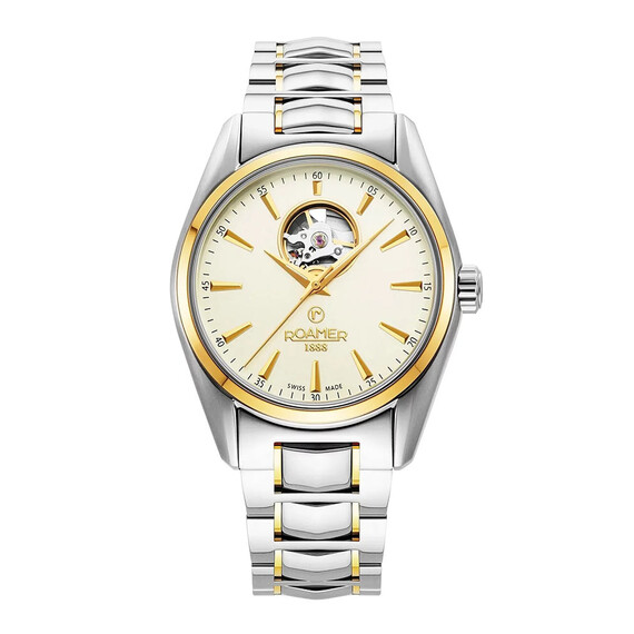 Pánské hodinky Roamer Searock Master Automatic Open Heart 984985 47 35 20, Verze: žluté zlato 