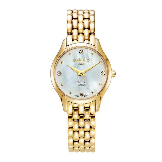 Dámské hodinky Roamer Soleure Diamond 547857 48 25 50, Verze: žluté zlato 