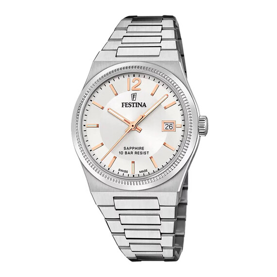 Dámské hodinky Festina Swiss Made F20035/2, Verze: stříbrná 