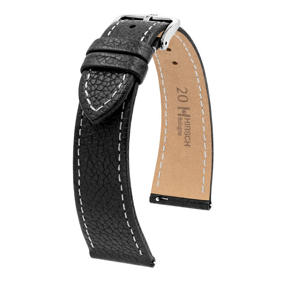 Řemínek Hirsch Bologna černý 18 M - 110/70, Verze: černá, Šířka řemínku: 18, Šířka u spony: 16, Délka řemínku: M - 110/70 