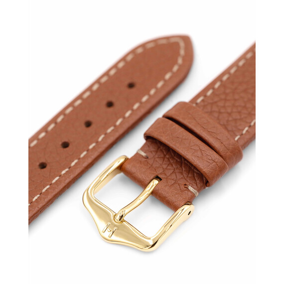 Řemínek Hirsch Bologna zlatohnědý 18 M - 110/70, Verze: hnědá, Šířka řemínku: 18, Šířka u spony: 16, Délka řemínku: M - 110/70 , 4 image