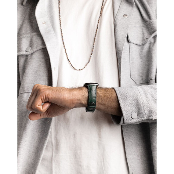 Řemínek Hirsch Paul zelený 20 L - 120/80, Verze: zelená, Šířka řemínku: 20, Šířka u spony: 18, Délka řemínku: L - 120/80 , 5 image