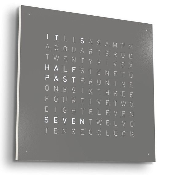 Hodiny Qlocktwo Earth 90 Grey Pepper, Jazyk: EN English 