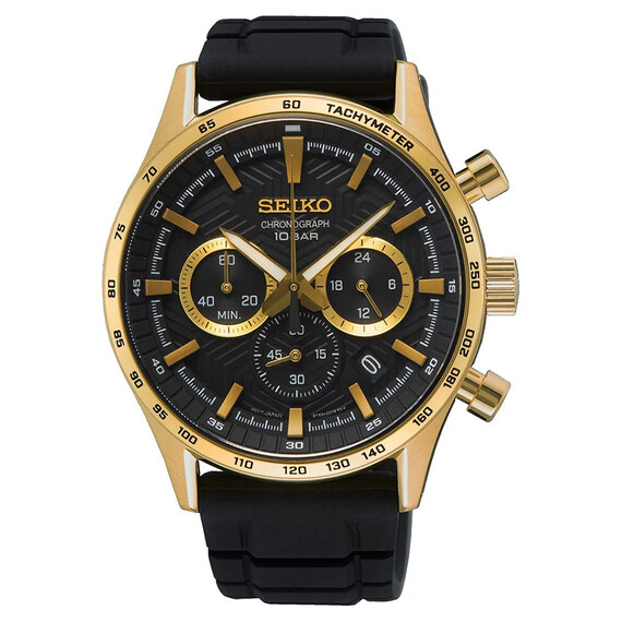 Pánské hodinky Seiko Chronograph SSB446P1, Verze: žluté zlato 