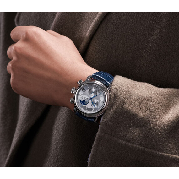 Pánské hodinky Aerowatch 1942 Chrono Moonphase A 78100 AA03, Verze: modrá , 3 image