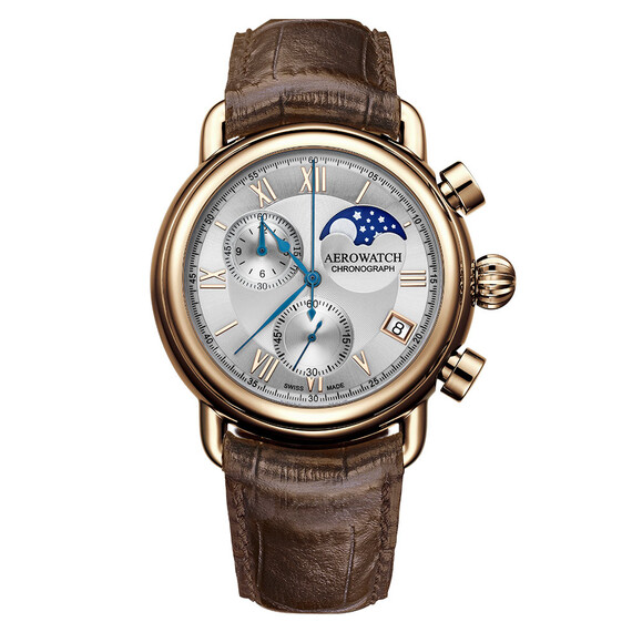 Pánské hodinky Aerowatch 1942 Chrono Moonphase A 78100 RO04, Verze: růžové zlato 