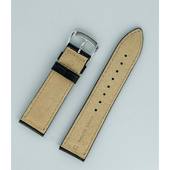 Řemínek Hirsch Alligatorgrain černý 22 L - 120/80, Barva řemínku: černý  , 3 image