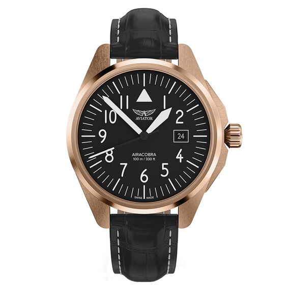 Pánské hodinky Aviator Airacobra 43 Type A V.1.38.2.315.4, Verze: růžové zlato 
