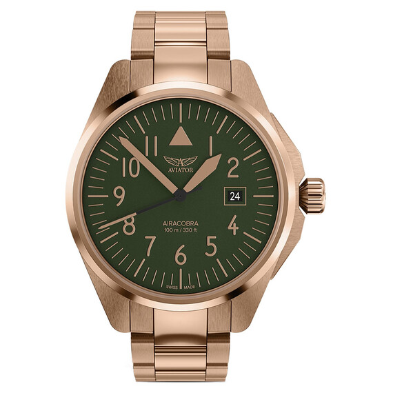 Pánské hodinky Aviator Airacobra 43 Type A V.1.38.2.330.5, Verze: zelená3 