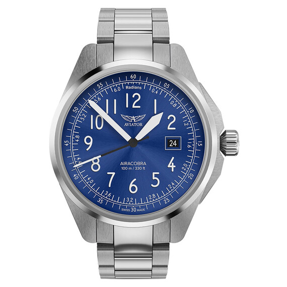 Pánské hodinky Aviator Airacobra 43 Type B V.1.38.0.325.5, Verze: modrá 