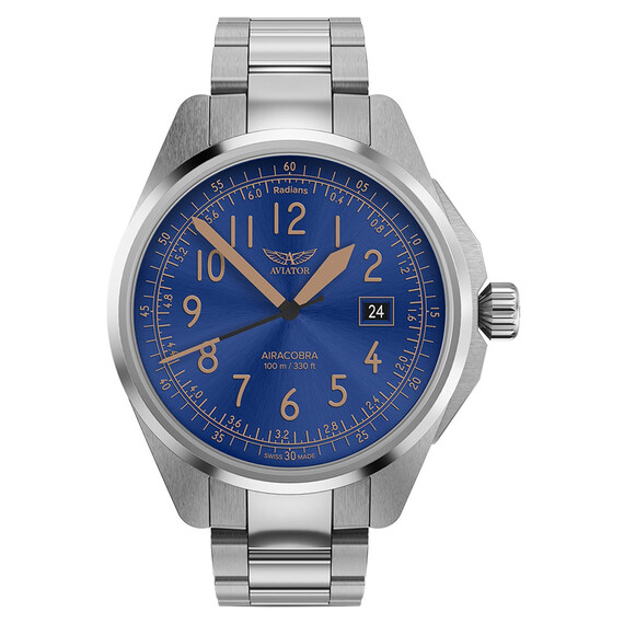 Pánské hodinky Aviator Airacobra 43 Type B V.1.38.0.326.5, Verze: modrá2 