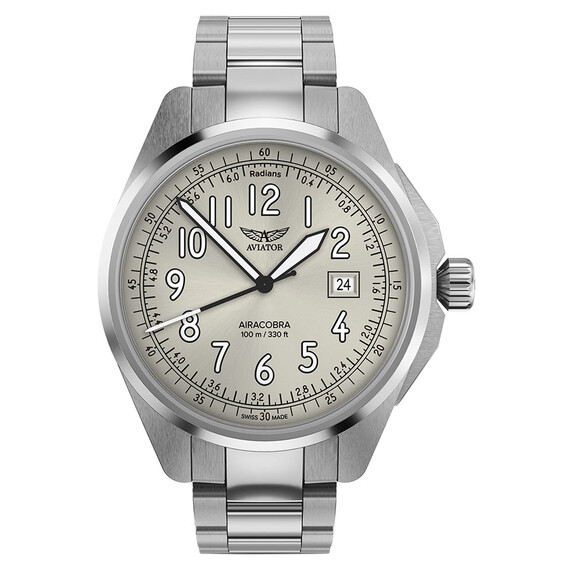 Pánské hodinky Aviator Airacobra 43 Type B V.1.38.0.327.5, Verze: stříbrná 
