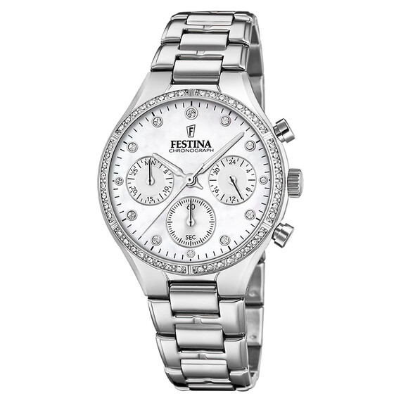 Dámské hodinky Festina Boyfriend Chronograph F20401/1, Verze: stříbrná 
