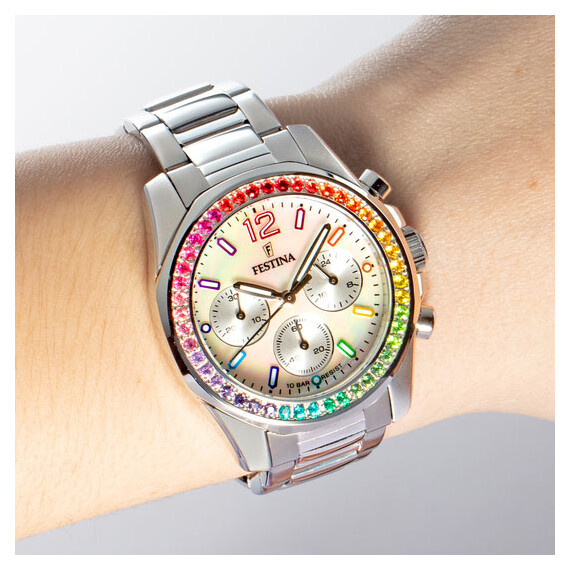 Dámské hodinky Festina Boyfriend Chronograph Rainbow F20606/2, Verze: stříbrná2 , 4 image
