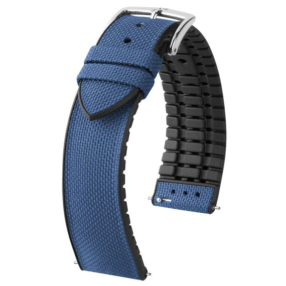 Řemínek Hirsch Arne modrý 20 L - 120/80, Verze: modrá, Šířka řemínku: 20, Šířka u spony: 18, Délka řemínku: L - 120/80 