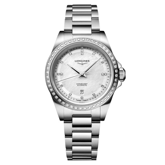 Dámské hodinky Longines Conquest Lady Diamonds L3.320.0.87.6, Verze: bílá 