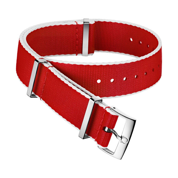 Řemínek Omega NATO červený 19-20 mm, Verze: červená, Šířka řemínku: 20, Šířka u spony: 20 
