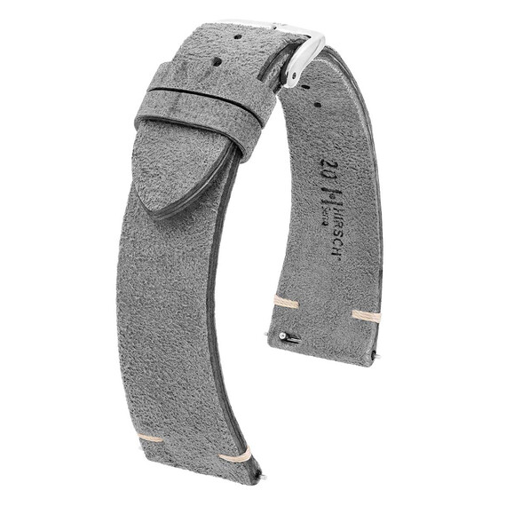 Řemínek Hirsch Serro šedý 22 L - 120/80, Verze: šedá, Šířka řemínku: 22, Šířka u spony: 18 