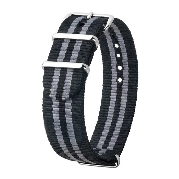 Řemínek NATO černý šedý, Verze: šedá, Šířka řemínku: 20, Šířka u spony: 20 , 2 image