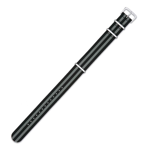 Řemínek NATO černý šedý, Verze: šedá, Šířka řemínku: 20, Šířka u spony: 20 