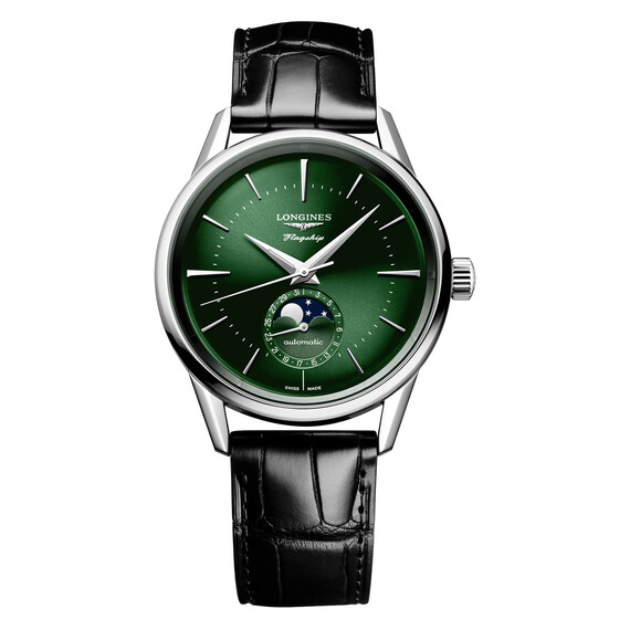 Pánské hodinky Longines Flagship Heritage Moonphase L4.815.4.02.2, Verze: zelená 