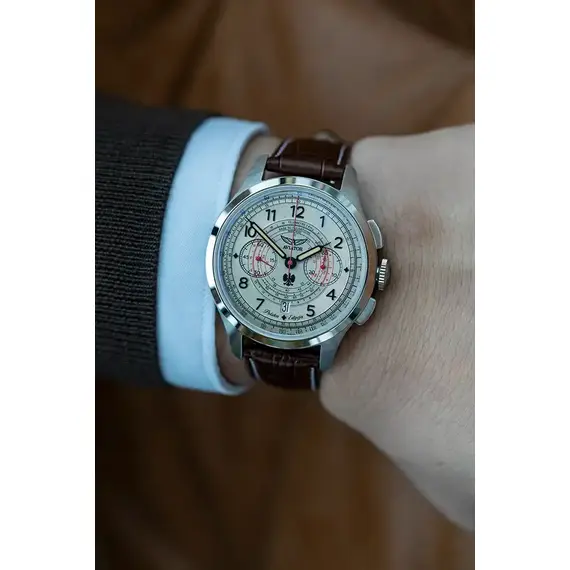 Pánské hodinky Aviator Heritage Chronograph Trimeter Polska Edycja V.4.40.0.351.4 PL, Verze: hnědá , 9 image