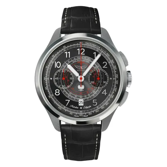 Pánské hodinky Aviator Heritage Chronograph Trimeter Polska Edycja V.4.40.0.350.4 PL, Verze: černá 