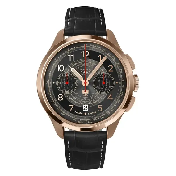 Pánské hodinky Aviator Heritage Chronograph Trimeter Polska Edycja V.4.40.2.353.4 PL, Verze: růžové zlato 