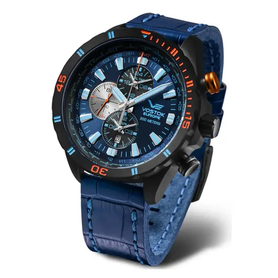 Pánské hodinky Vostok Europe Almaz Dual Time YM26-320C654, Verze: modrá 