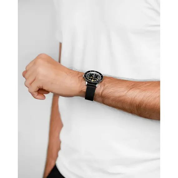 Náramek Hirsch Milanaise černý 20, Verze: černá, Šířka řemínku: 20 , 6 image