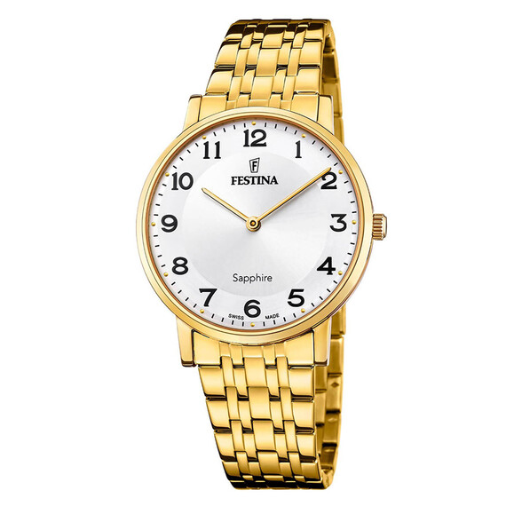 Pánské hodinky Festina Swiss Made F20046/1, Verze: žluté zlato 