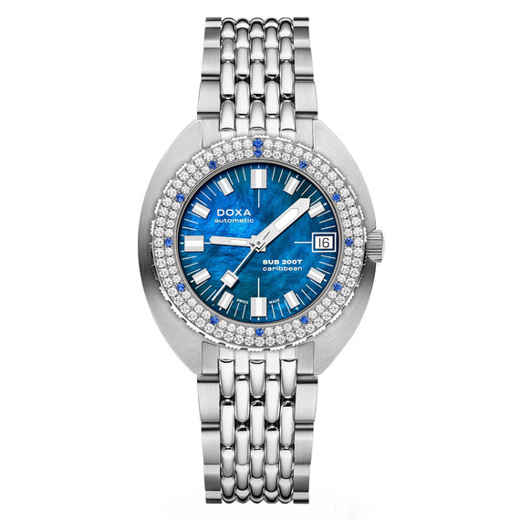 Dámské,Pánské hodinky Doxa SUB 200T Caribbean Diamonds 804.10D.201.10, Verze: modrá2 