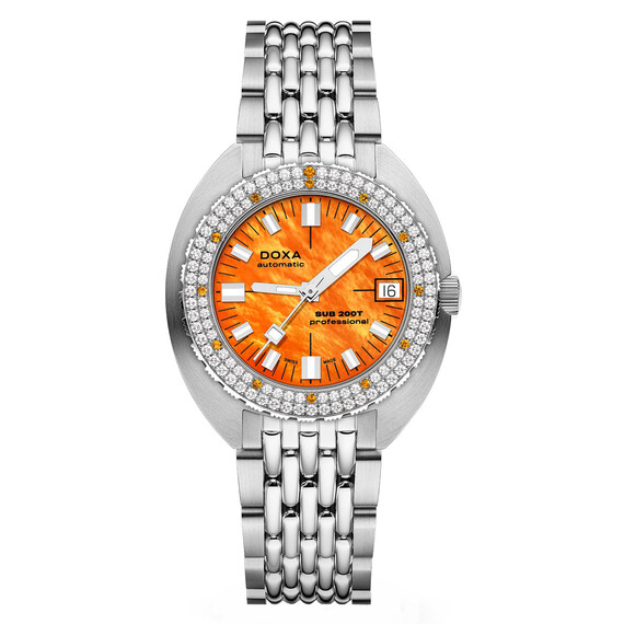 Dámské,Pánské hodinky Doxa SUB 200T Professional Diamonds 804.10D.351.10, Verze: oranžová 