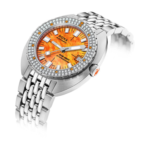 Dámské,Pánské hodinky Doxa SUB 200T Professional Diamonds 804.10D.351.10, Verze: oranžová , 5 image
