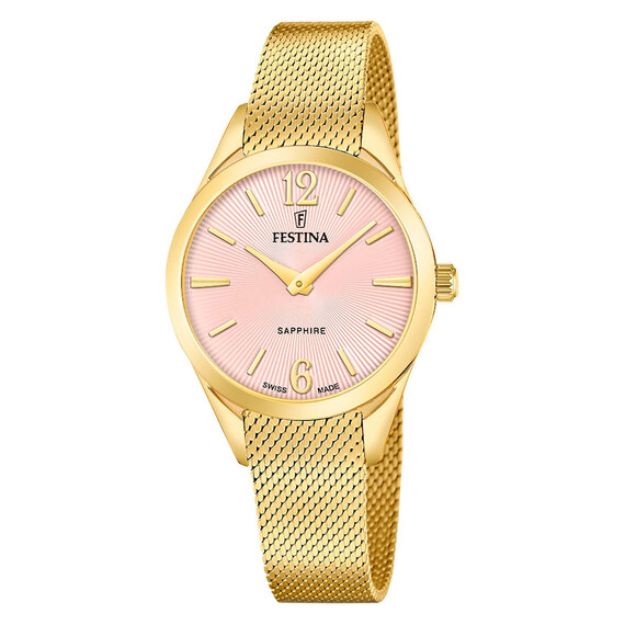 Dámské hodinky Festina Swiss Made Grace F20077/2, Verze: žluté zlato2 