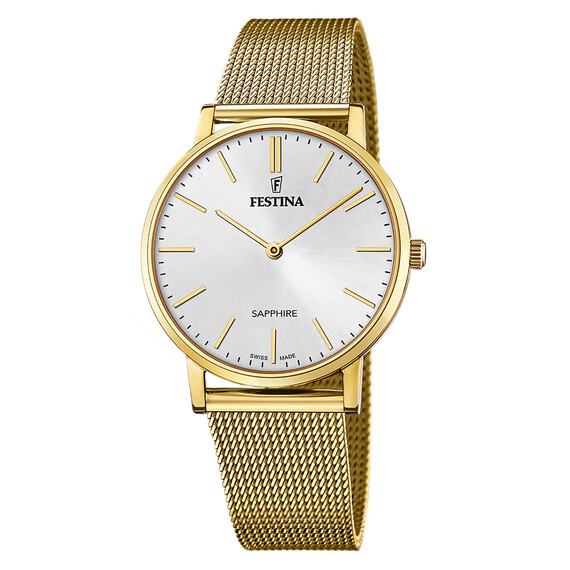 Pánské hodinky Festina Swiss Made F20022/1, Verze: žluté zlato 