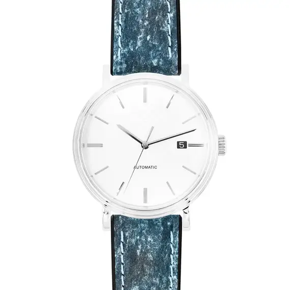 Řemínek Hirsch Stone modrý 19 L - 120/80, Verze: modrá, Šířka řemínku: 19, Šířka u spony: 18, Délka řemínku: L - 120/80 , 4 image