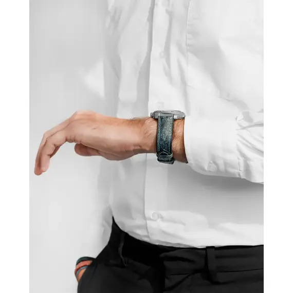 Řemínek Hirsch Stone modrý 22 L - 120/80, Verze: modrá, Šířka řemínku: 22, Šířka u spony: 20, Délka řemínku: L - 120/80 , 7 image