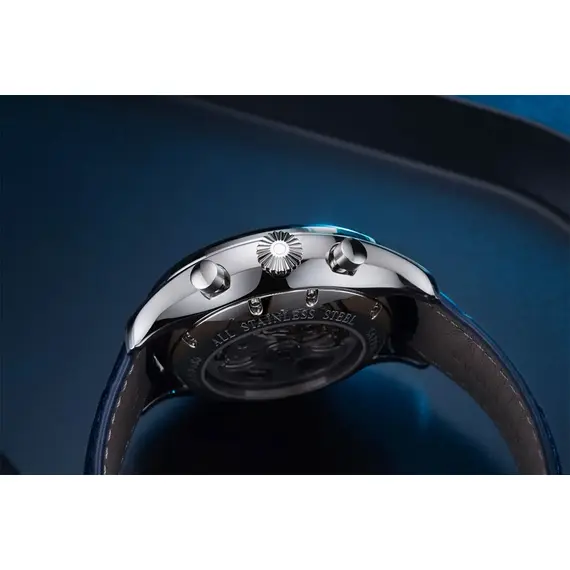 Pánské hodinky Aerowatch Les Grandes Classiques Chronograph Semi-Skeleton A 61989 AA07 1/2 SQ, Verze: modrá , 3 image