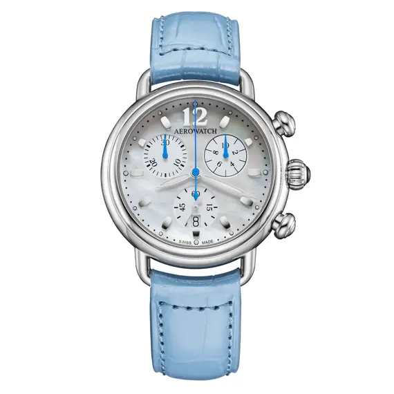 Dámské hodinky Aerowatch 1942 Chronolady Pastel Blue A 81105 AA01, Verze: modrá 