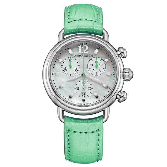 Dámské hodinky Aerowatch 1942 Chronolady Pastel Green A 81105 AA03, Verze: zelená 
