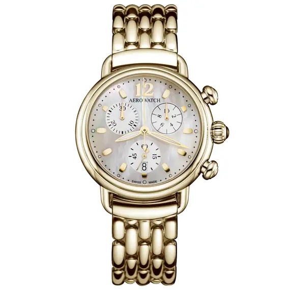 Dámské hodinky Aerowatch 1942 Chronolady Yellow Gold PVD A 81105 JA02 M, Verze: žluté zlato 