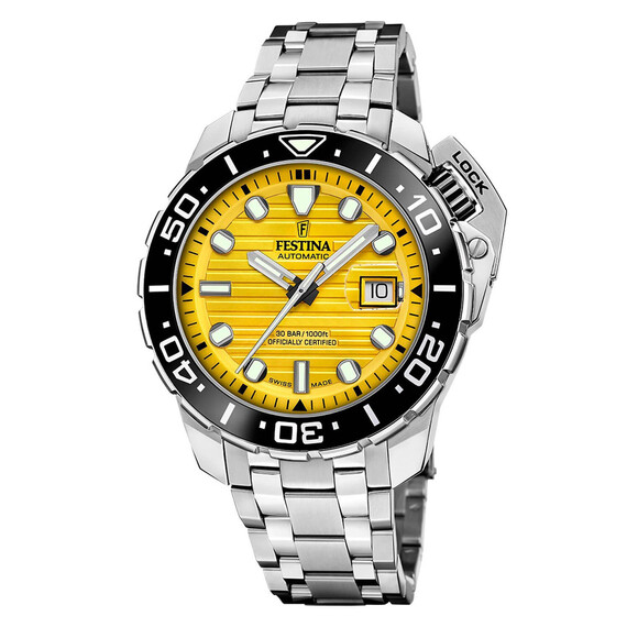 Pánské hodinky Festina Swiss Made Diver COSC F20043/1, Verze: žlutá 