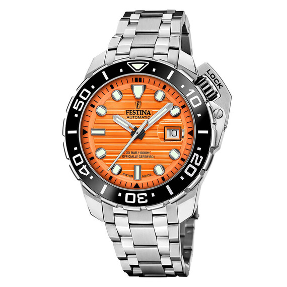 Pánské hodinky Festina Swiss Made Diver COSC F20043/3, Verze: oranžová 