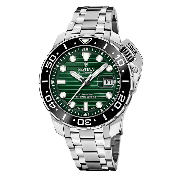 Pánské hodinky Festina Swiss Made Diver COSC F20043/4, Verze: zelená 